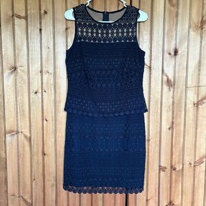 Ralph Lauren Navy Crochet Midi Dress
